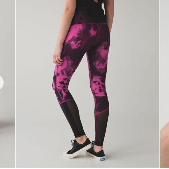 Lululemon Sweaty Endeavor Tight Blooming Pixie Raspberry Black Size 6 - Picture 5 of 16